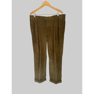 Berle Mens Corduroy Pants 38R Brown Pleated Front Duca Visconti Made In Italy